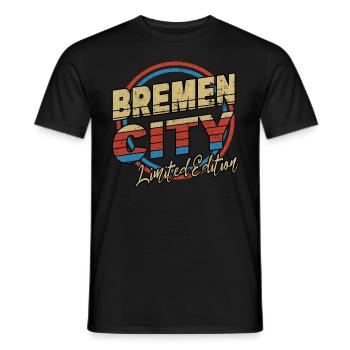 Bremen Germany City Font 80s Style - Men's T-Shirt - black - Front - AI Model Male 178 light (178cm)