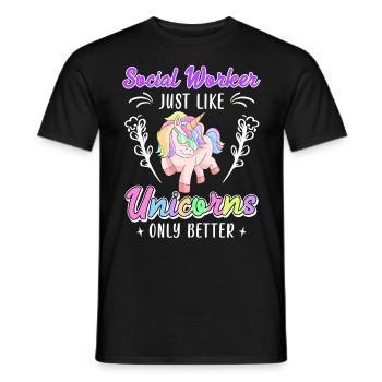 How unicorns only better social worker - Men's T-Shirt - black - Front - AI Model Male 178 light (178cm)