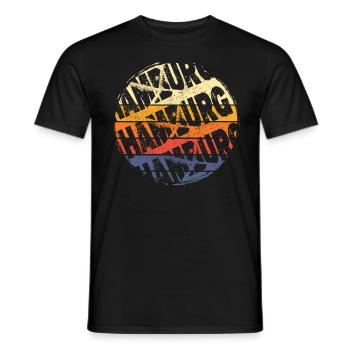 Hamburg Germany City Vintage Retro Skyline - Men's T-Shirt - black - Front - AI Model Male 178 light (178cm)
