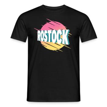 Rostock Germany City Font Vintage Retro - Men's T-Shirt - black - Front - AI Model Male 178 light (178cm)