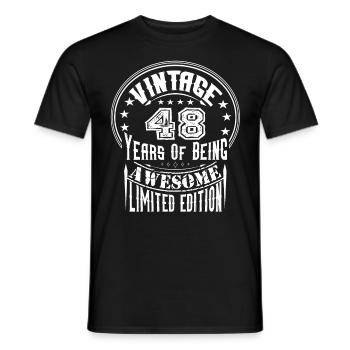 Vintage 48 Years Of Being Awesome Limited Edition - Men's T-Shirt - black - Front - AI Model Male 178 light (178cm)