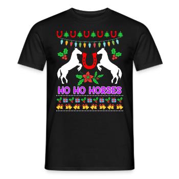 Ho Ho Chevaux Ugly Chritsmas Cavalier Cavalier - T-shirt homme - noir - Devant - AI Model Male 178 light (178cm)