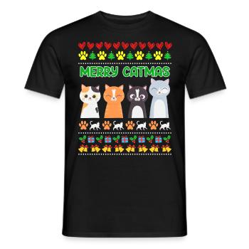 Miaou Noël moche Noël Weihnachten - T-shirt homme - noir - Devant - AI Model Male 178 light (178cm)