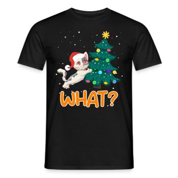What? Lustige Katze Tannenbaum Kätzchen - Männer T-Shirt - Schwarz - Vorne - AI Model Male 178 light (178cm)