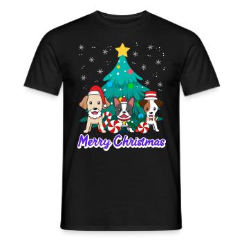 Chiens Noël Joyeux Noël Propriétaires de chiens - T-shirt homme - noir - Devant - AI Model Male 178 light (178cm)