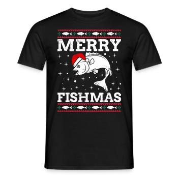 Laid Noël Pêcheur Poisson Pêcheur Noël - T-shirt homme - noir - Devant - AI Model Male 178 light (178cm)