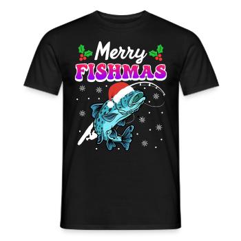 Merry Fishmas Angler Christmas Angel - Men's T-Shirt - black - Front - AI Model Male 178 light (178cm)