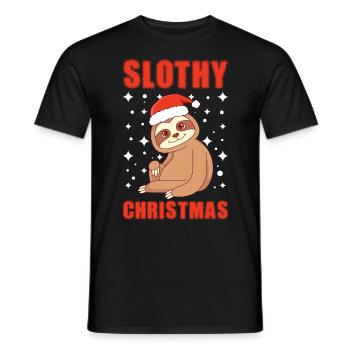 Slothy Christmas Sloth Christmas - Men's T-Shirt - black - Front - AI Model Male 178 light (178cm)