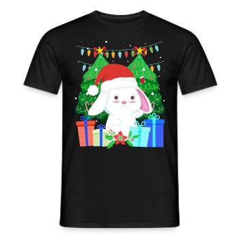 Niedlicher Haase Tannenbaum Weihnachten - Männer T-Shirt - Schwarz - Vorne - AI Model Male 178 light (178cm)