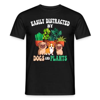 Easily Distracted By Dogs Plants Garden Gardener - Men's T-Shirt - black - Front - AI Model Male 178 light (178cm)