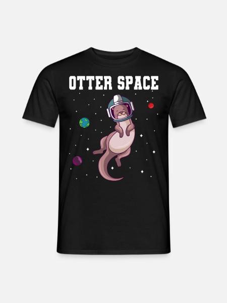 Otter Weltraum Sonnensystem Planeten Astronaut - Männer T-Shirt - Schwarz