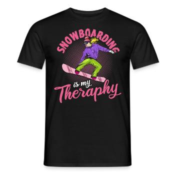Snowboarding Is My Therapy Snowboarding - Männer T-Shirt - Schwarz - Vorne - AI Model Male 178 light (178cm)