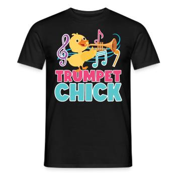Trumpet Player Girl Chicken - Men's T-Shirt - black - Front - AI Model Male 178 light (178cm)