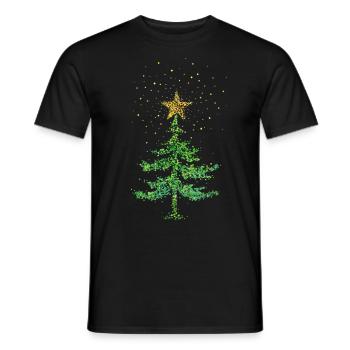 Christmas tree Christmas tree poinsettia - Men's T-Shirt - black - Front - AI Model Male 178 light (178cm)