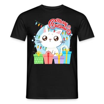 Merry Catmas Cats Children - Men's T-Shirt - black - Front - AI Model Male 178 light (178cm)