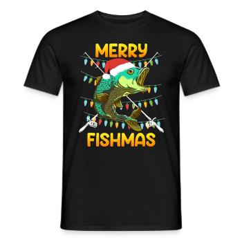 Pêcheur Noël Joyeux poisson Poisson - T-shirt homme - noir - Devant - AI Model Male 178 light (178cm)