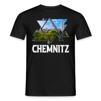 Chemnitz Germany City Skyline Home Love - Men's T-Shirt - black - Front - AI Model Male 178 light (178cm)