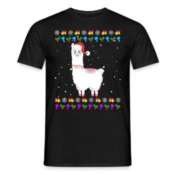Noël moche Lama Alpaga Noël - T-shirt homme - noir - Devant - AI Model Male 178 light (178cm)