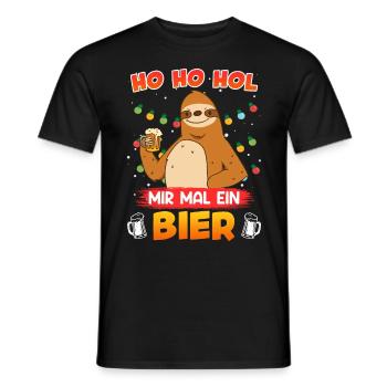Ho Hol mir mal ein Bier Faultier Biertrinker - Männer T-Shirt - Schwarz - Vorne - AI Model Male 178 light (178cm)