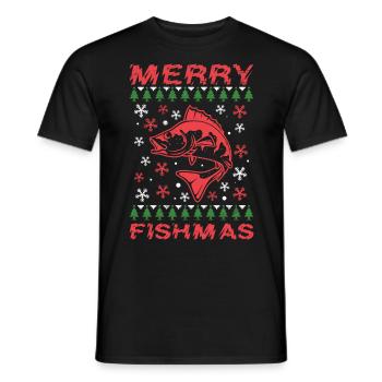 Joyeux Poissonnier Pêcheur Noël Crhistmas laids - T-shirt homme - noir - Devant - AI Model Male 178 light (178cm)