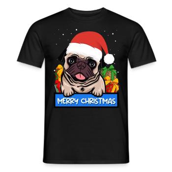 Mops Hund Hundebesitzer Merry Christmas - Männer T-Shirt - Schwarz - Vorne - AI Model Male 178 light (178cm)