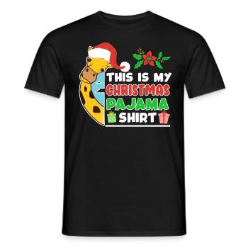 Chemise de Noël Girafe Moche Noël - T-shirt homme - noir - Devant - AI Model Male 178 light (178cm)