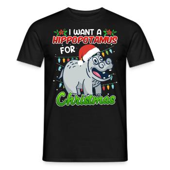 Je veux un hippotme pour Noël - T-shirt homme - noir - Devant - AI Model Male 178 light (178cm)