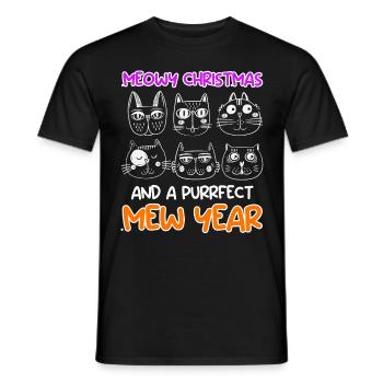 Miaou de Noël et un chat purrfect année - T-shirt homme - noir - Devant - AI Model Male 178 light (178cm)