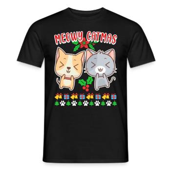 Meowy Catmas Cat Seater Kitten Cat - Men's T-Shirt - black - Front - AI Model Male 178 light (178cm)