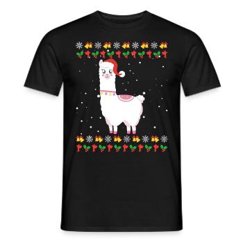Noël moche Lama Alpaga Noël - T-shirt homme - noir - Devant - AI Model Male 178 light (178cm)