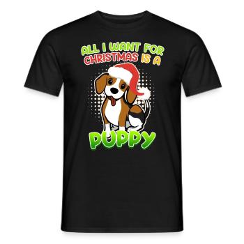 Je veux un chiot pour Noël Chien Puppy Beagle - T-shirt homme - noir - Devant - AI Model Male 178 light (178cm)