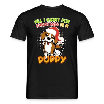 Je veux un chiot pour Noël Chien Puppy Beagle - T-shirt homme - noir - Devant - AI Model Male 178 light (178cm)