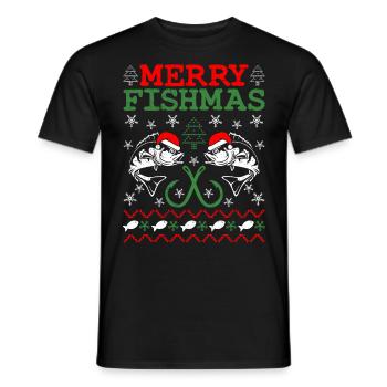 Laid Noël Pêcheur Poisson Pêcheur Noël - T-shirt homme - noir - Devant - AI Model Male 178 light (178cm)