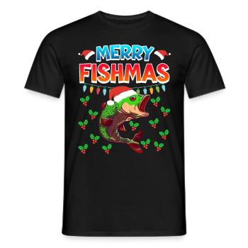 Niklaus Fish Noël Joyeux Fishmas - T-shirt homme - noir - Devant - AI Model Male 178 light (178cm)