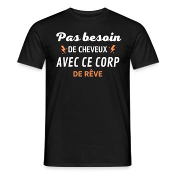 PAS BESOIN de cheveux avec ce corp de rêve - T-shirt homme - noir - Devant - AI Model Male 178 light (178cm)