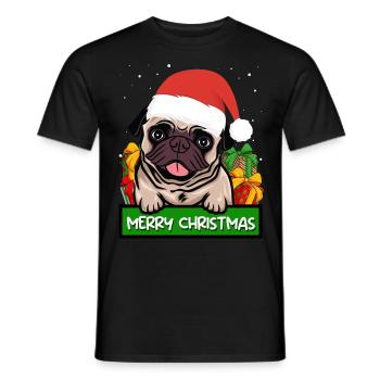 Pug Dog Propriétaire de chien Joyeux Noël - T-shirt homme - noir - Devant - AI Model Male 178 light (178cm)