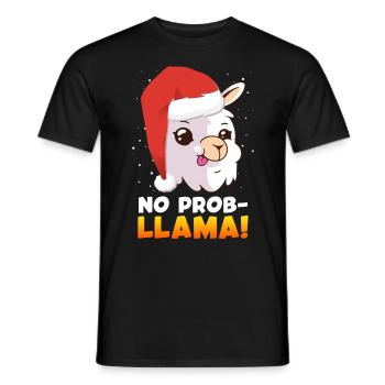 No Prob LLama Lampa Alpaca Christmas - Men's T-Shirt - black - Front - AI Model Male 178 light (178cm)