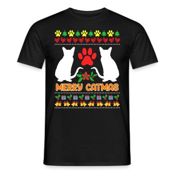 Ugly Christmas Katzen - Männer T-Shirt - Schwarz - Vorne - AI Model Male 178 light (178cm)
