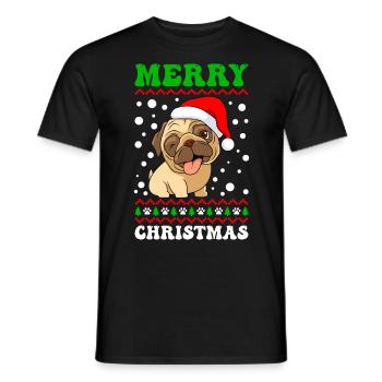 Joyeux Noël chien carlin chien propriétaire carlin - T-shirt homme - noir - Devant - AI Model Male 178 light (178cm)