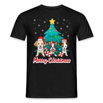 Chiens Noël Joyeux Noël Propriétaires de chiens - T-shirt homme - noir - Devant - AI Model Male 178 light (178cm)