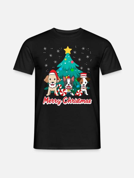 Hunde Weihnachten Merry Christmas Hundebesitzer - T-shirt herr - svart