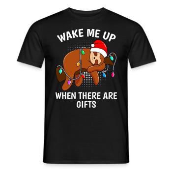 Réveille-moi quand il y a des cadeaux - T-shirt homme - noir - Devant - AI Model Male 178 light (178cm)