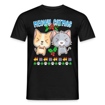Meowy Catmas siège pour chat chaton chat - T-shirt homme - noir - Devant - AI Model Male 178 light (178cm)