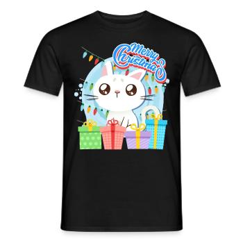 Merry Catmas Cats Children - Men's T-Shirt - black - Front - AI Model Male 178 light (178cm)