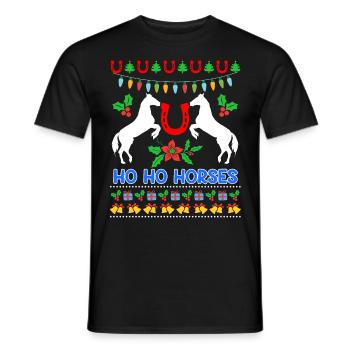 Ho Ho Chevaux Ugly Chritsmas Cavalier Cavalier - T-shirt homme - noir - Devant - AI Model Male 178 light (178cm)