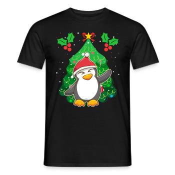 Penguin Christmas Penguin Christmas Tree - Men's T-Shirt - black - Front - AI Model Male 178 light (178cm)