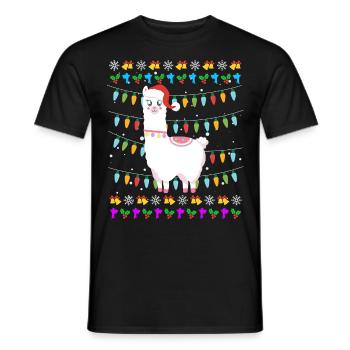 Noël moche Lama Alpaga Noël - T-shirt homme - noir - Devant - AI Model Male 178 light (178cm)