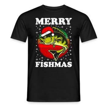 Merry Fishmas Angler Christmas Angel - Men's T-Shirt - black - Front - AI Model Male 178 light (178cm)