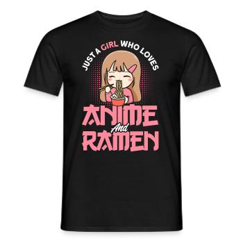 Just A Girl Who Loves Anime And Ramen - Men's T-Shirt - black - Front - AI Model Male 178 light (178cm)