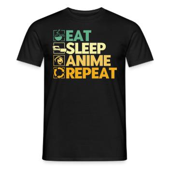 Eat Sleep Anime Repeat - Men's T-Shirt - black - Front - AI Model Male 178 light (178cm)
